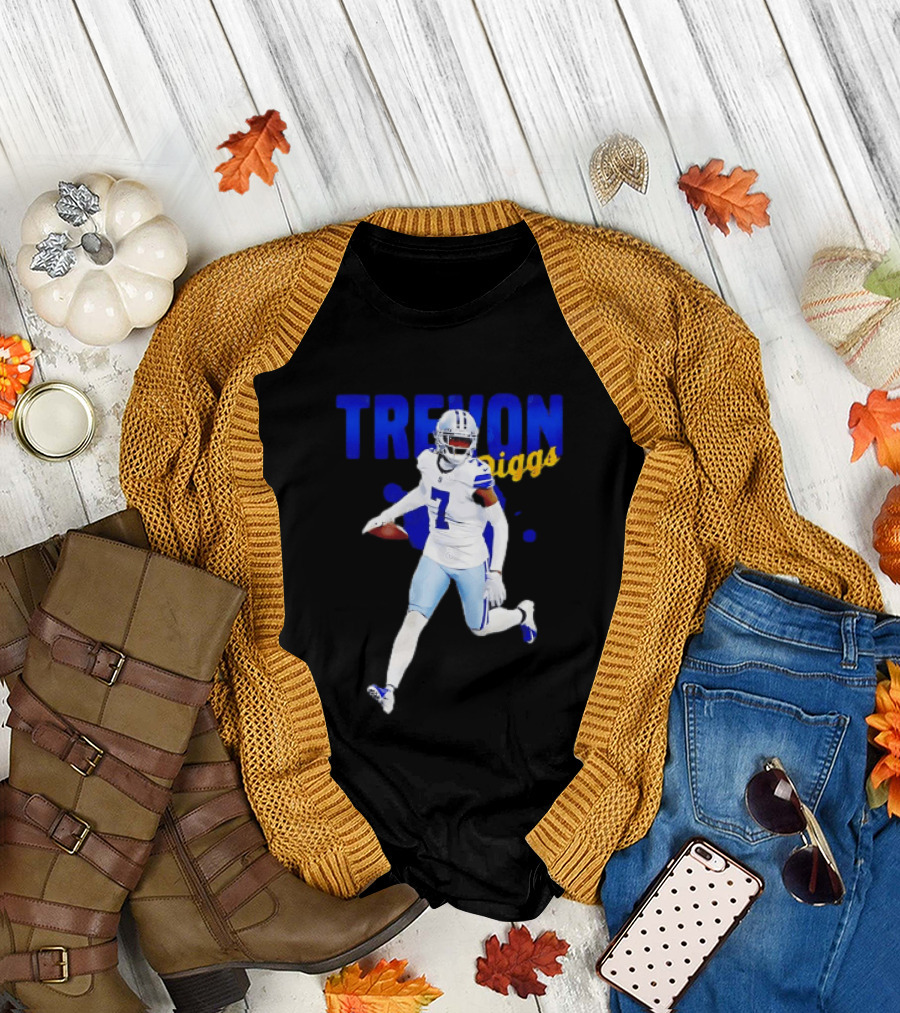 Trevon Diggs Dallas Cowboys Number 7 Running with Football T-Shirt