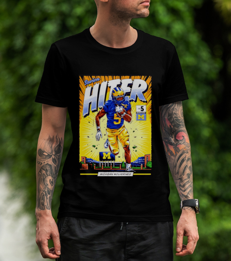 Savion Hiter Michigan Wolverines Football Number 5 Comic T-Shirt
