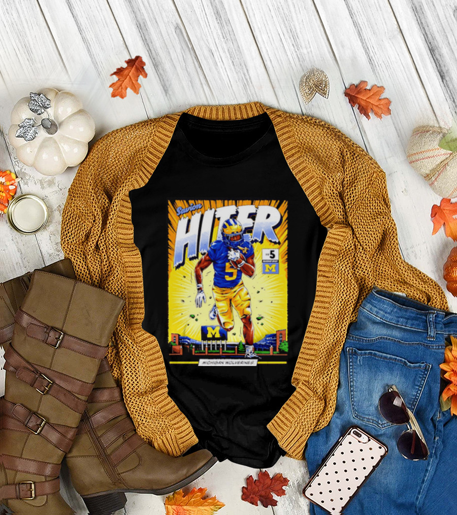 Savion Hiter Michigan Wolverines Football Number 5 Comic T-Shirt