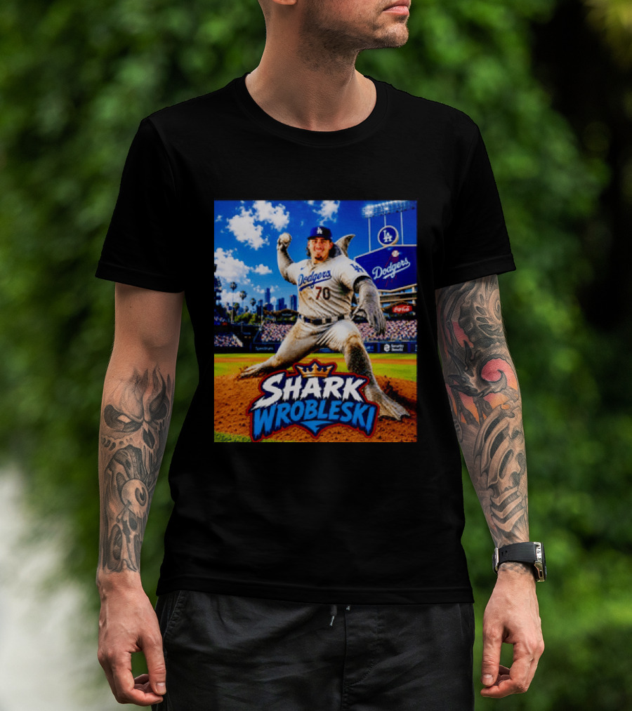 Shark Wrobleski Los Angeles Dodgers No 70 Iconic Baseball Player Fantasy T-Shirt