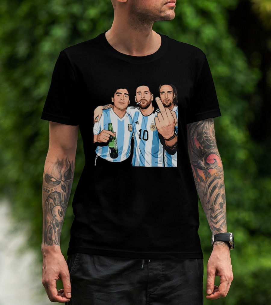 Messi Maradona Batistuta Argentina Football Legends T-Shirt