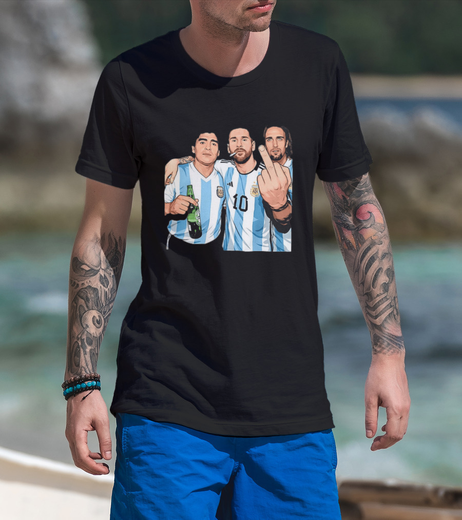 Messi Maradona Batistuta Argentina Football Legends T-Shirt