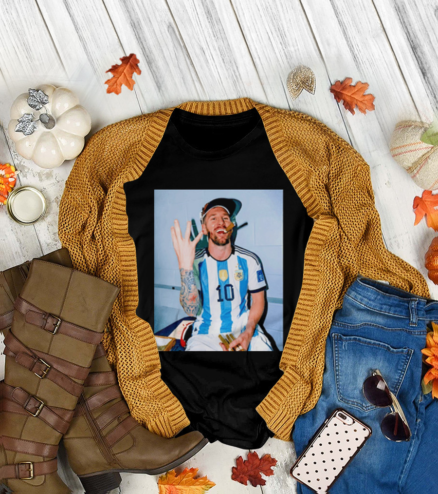Lionel Messi Smoking Cigarette T-Shirt