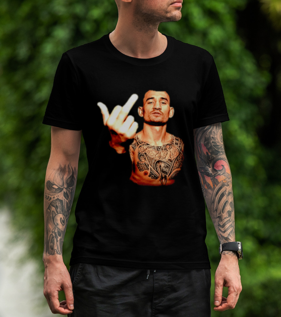 Max Holloway UFC Fighter Pose Middle Finger Tattoo T-Shirt