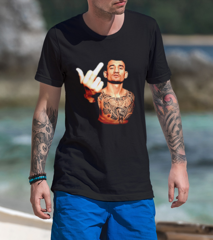 Max Holloway UFC Fighter Pose Middle Finger Tattoo T-Shirt