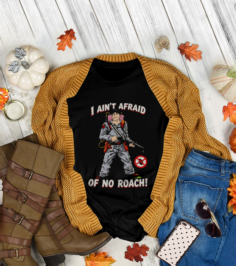 Ghostbusters I Ain't Afraid of No Roach Ghost Hunter with Spray Pack T-Shirt