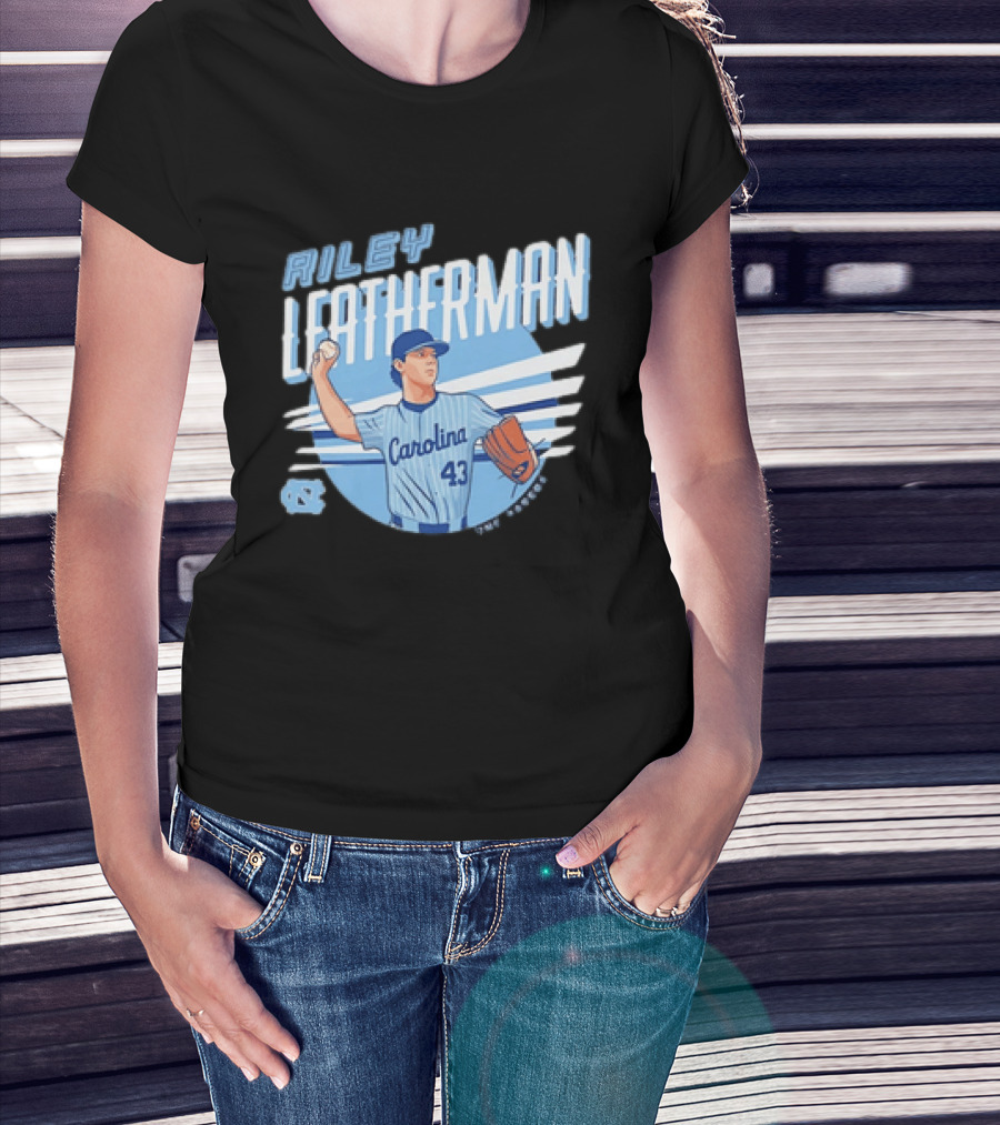 North Carolina Tar Heels Riley Leatherman Baseball Carolina 43 T-Shirt