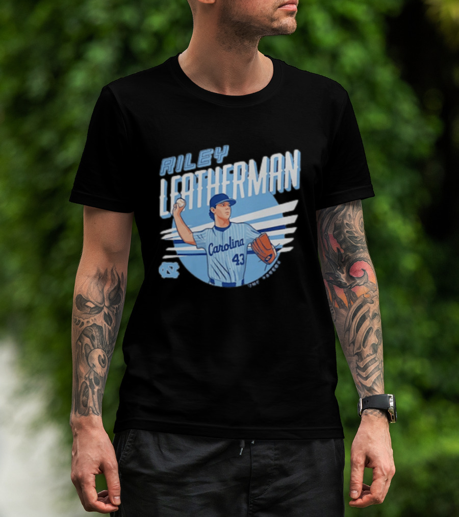 North Carolina Tar Heels Riley Leatherman Baseball Carolina 43 T-Shirt