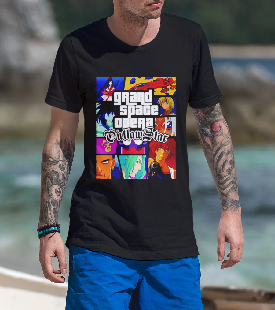Grand Space Opera Outlaw Star Anime Characters Collage T-Shirt