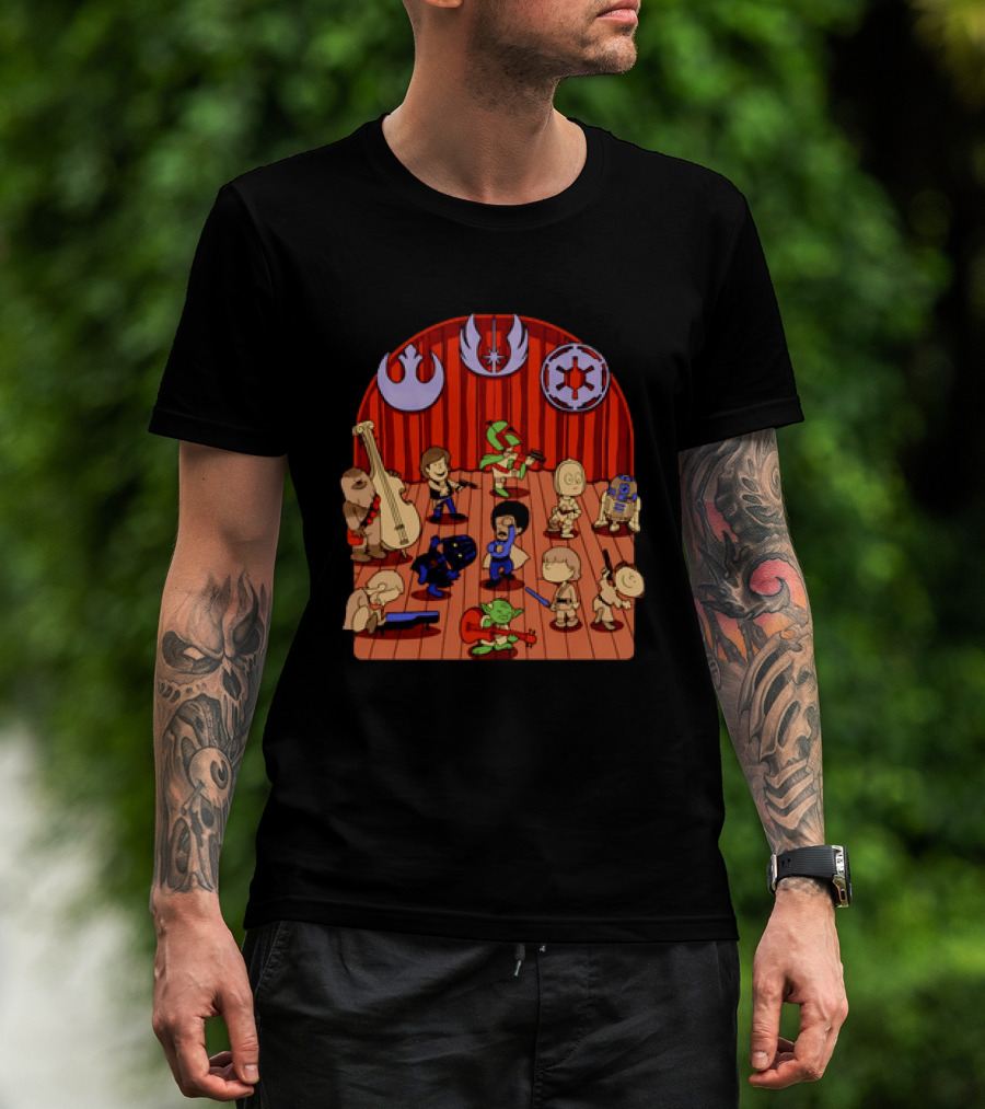 Star Wars Peanuts Characters Band With Iconic Symbols Mashup T-Shirt