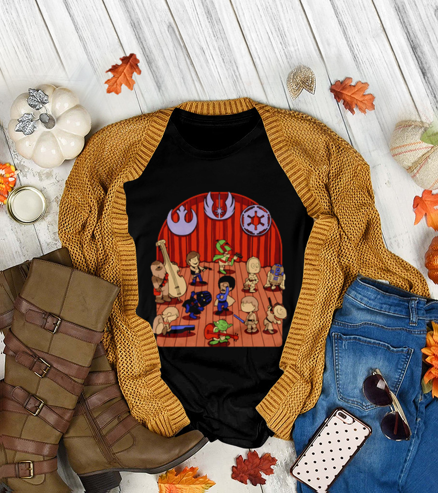 Star Wars Peanuts Characters Band with Iconic Symbols Mashup T-Shirt
