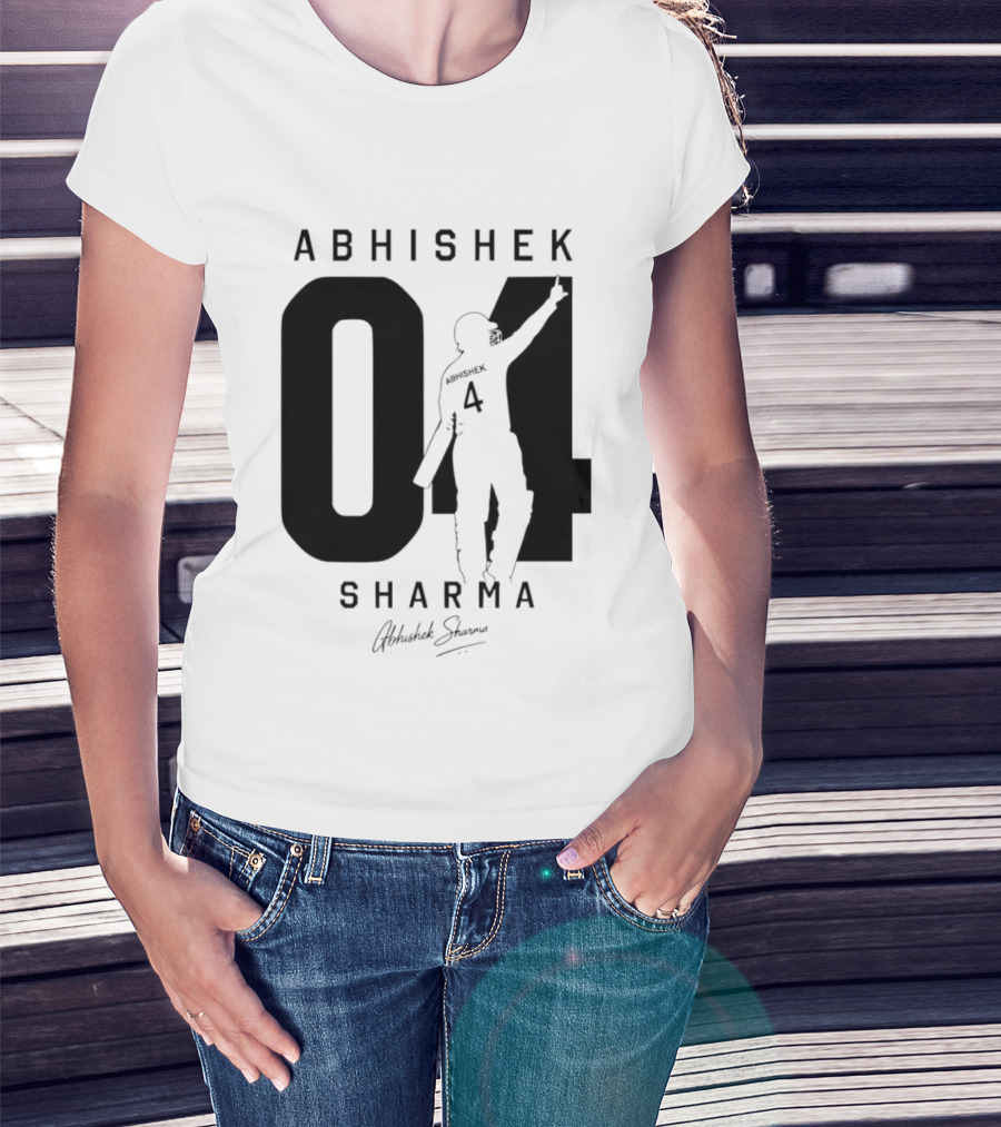 Abhishek Sharma 04 Indian Cricket Player Autograph T-Shirt
