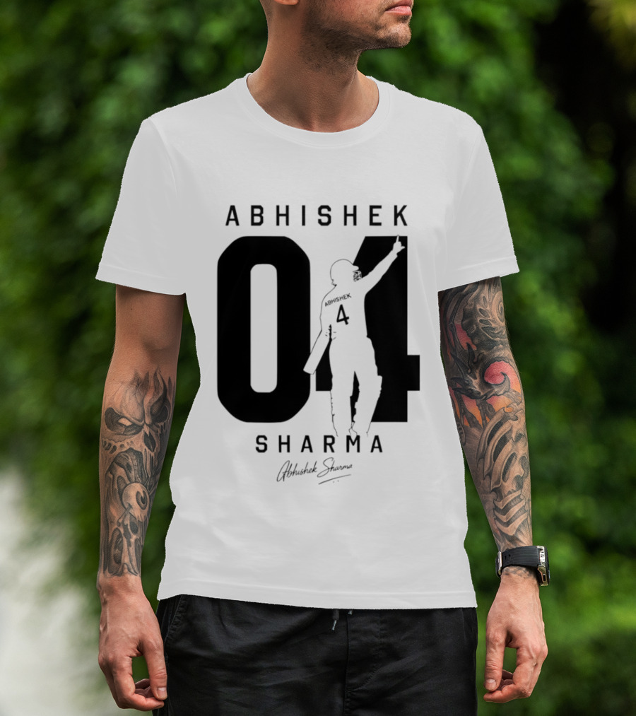 Abhishek Sharma 04 Indian Cricket Player Autograph T-Shirt