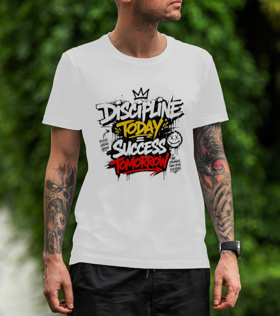 Discipline Today Success Tomorrow Motivational Graffiti T-Shirt