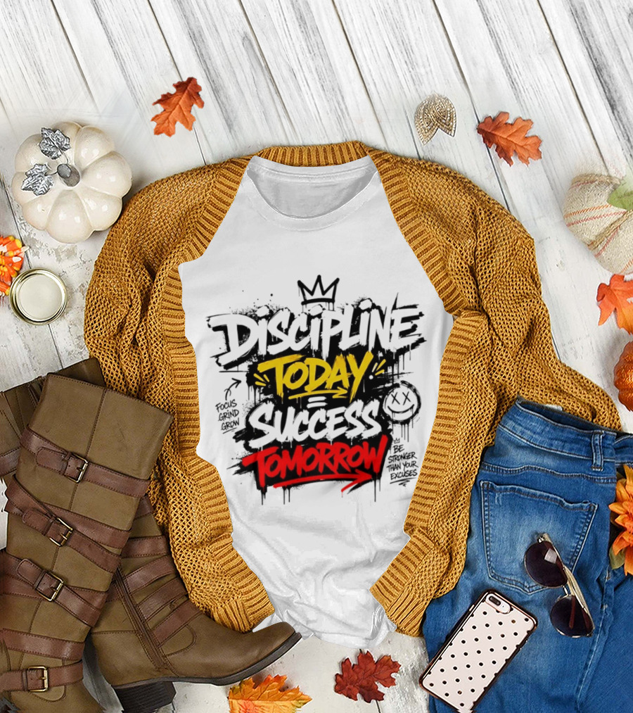 Discipline Today Success Tomorrow Motivational Graffiti T-Shirt