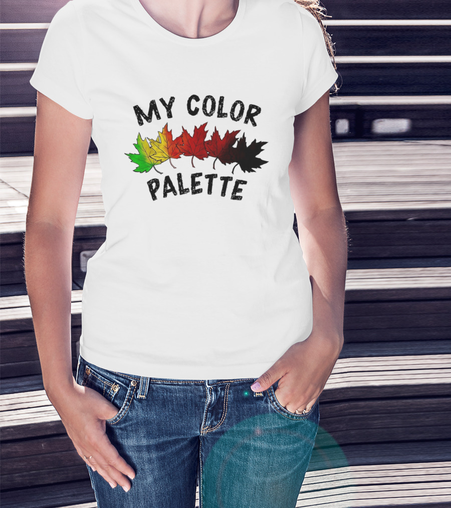 My Color Palette Autumn Leaves Green Yellow Orange Red Brown Black T-Shirt