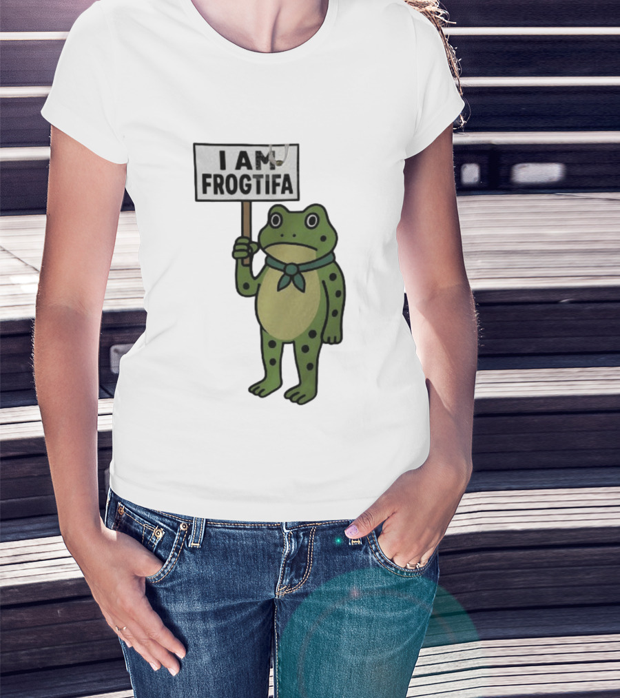 I AM FROGTIFA Frog Holding Sign T-Shirt