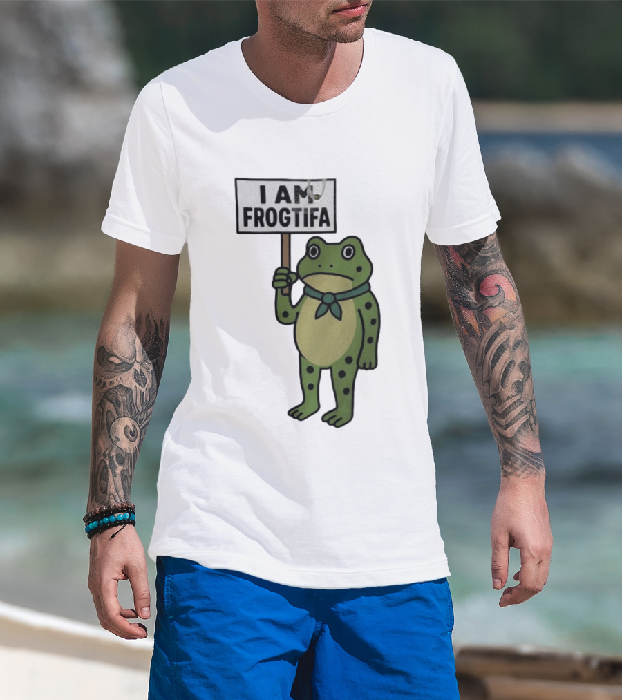 I AM FROGTIFA Frog Holding Sign T-Shirt