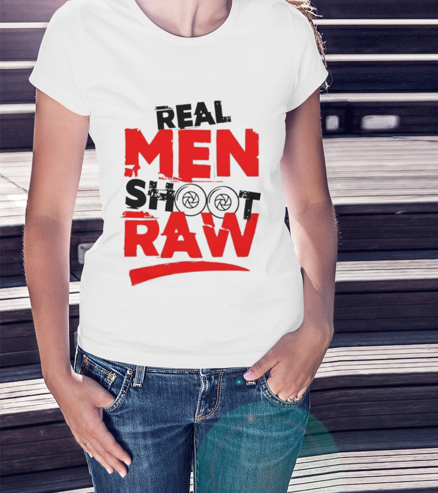 Real Men Shoot RAW Camera Shutter Aperture Photography T-Shirt