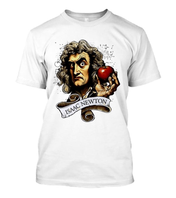 Isaac Newton Scientist With Apple Gravity Physics T-Shirt