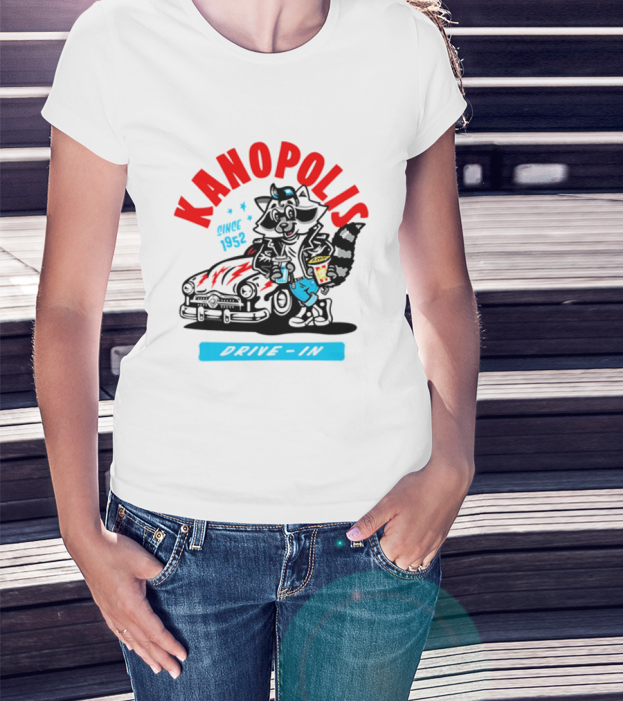 Kanopolis Drive In Since 1952 Raccoon Car T-Shirt