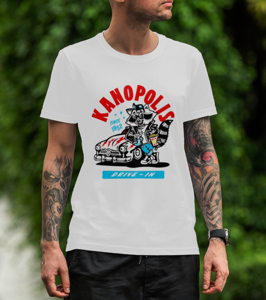 Kanopolis Drive In Since 1952 Raccoon Car T-Shirt
