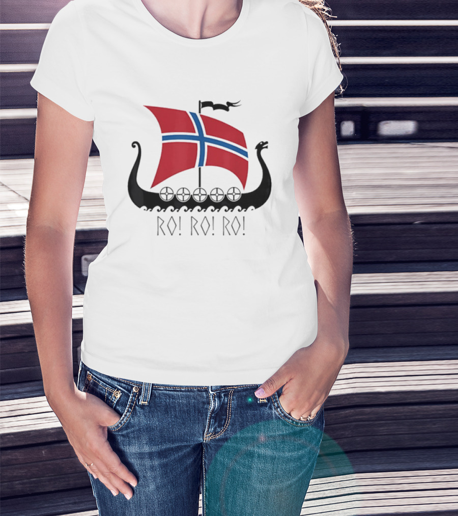Viking Ship Norwegian Flag Ro Ro Ro T-Shirt
