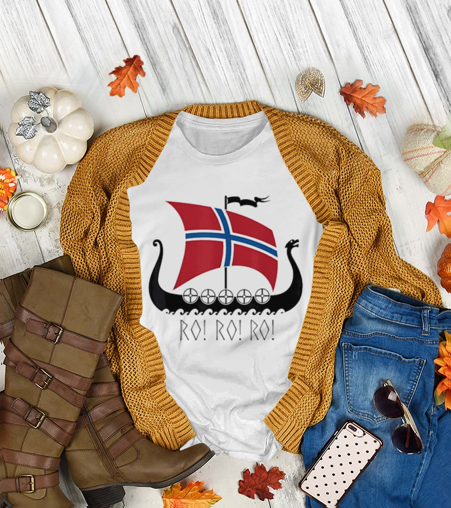 Viking Ship Norwegian Flag Ro Ro Ro T-Shirt