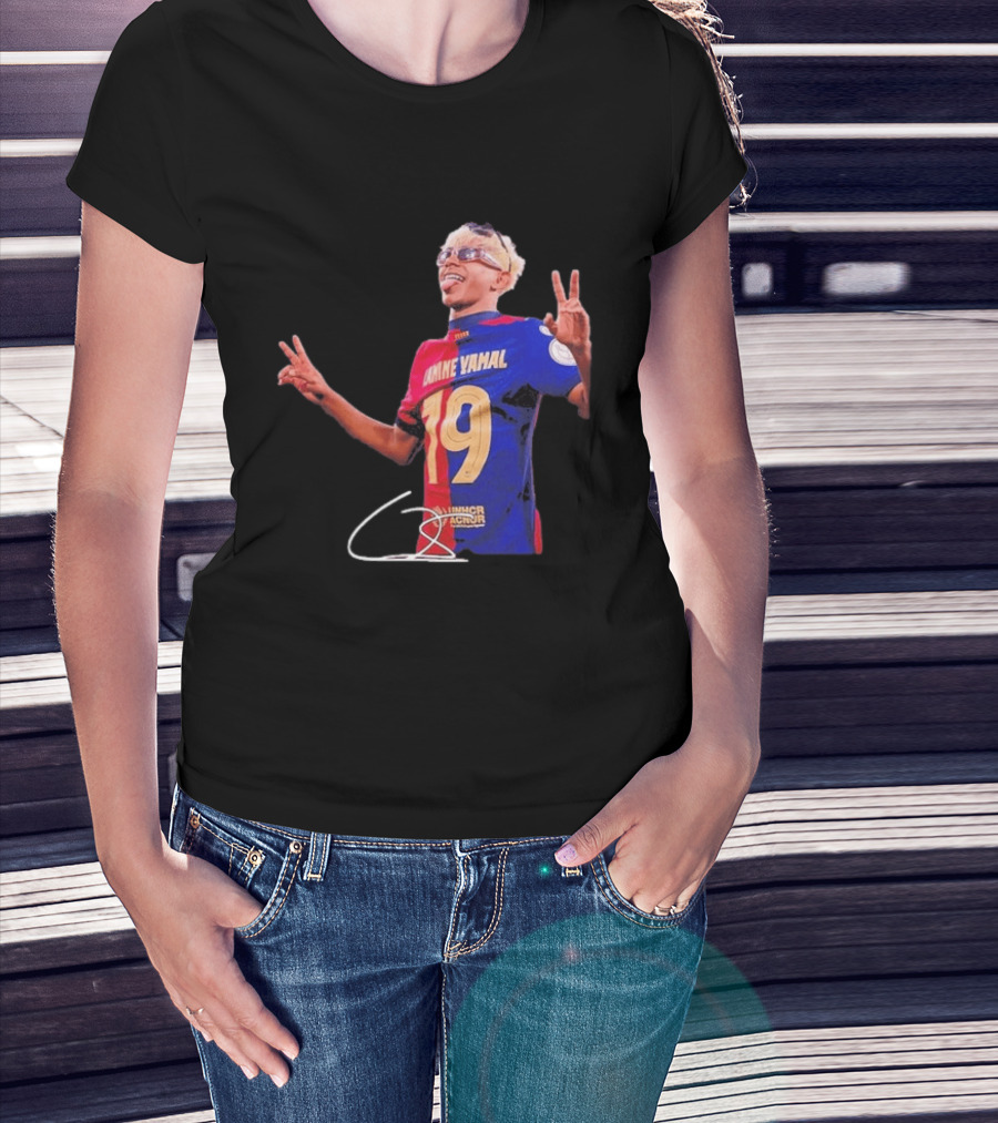 Lamine Yamal Barcelona Peace Sign Celebration 19 Jersey T-Shirt