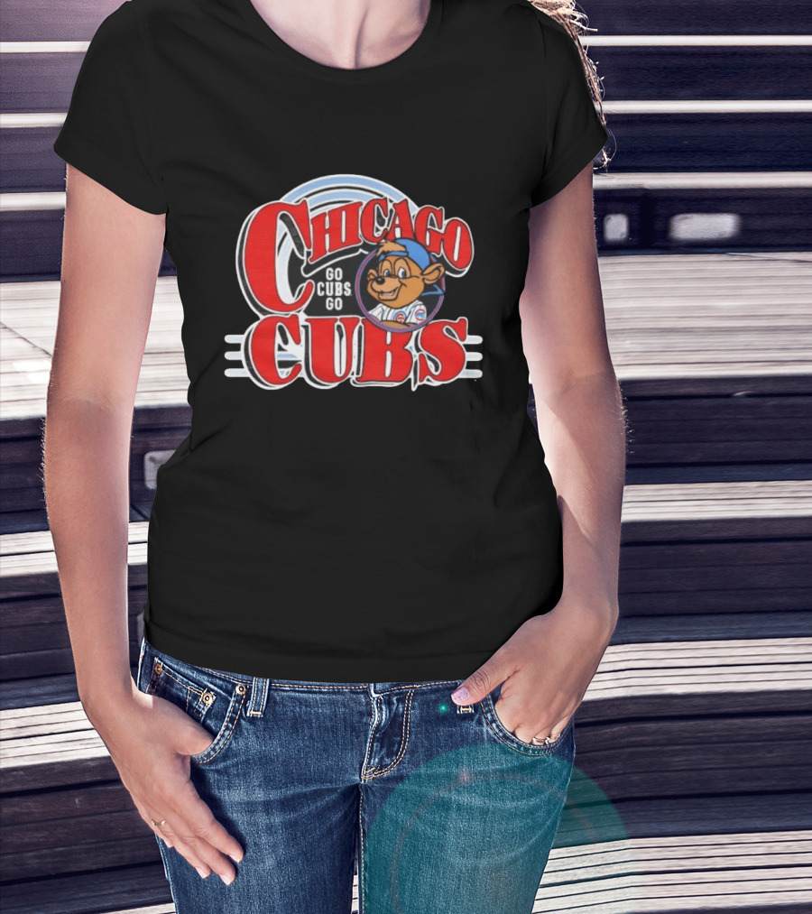 Chicago Cubs Go Cubs Go MLB With Bear In Cap T-Shirt