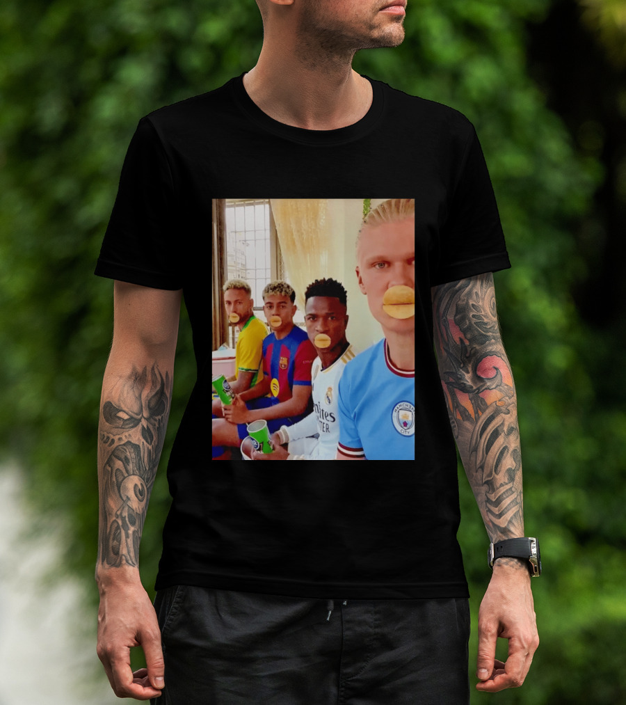 Neymar Vinicius Barcelona Real Madrid Manchester City Football Stars Chips T-Shirt