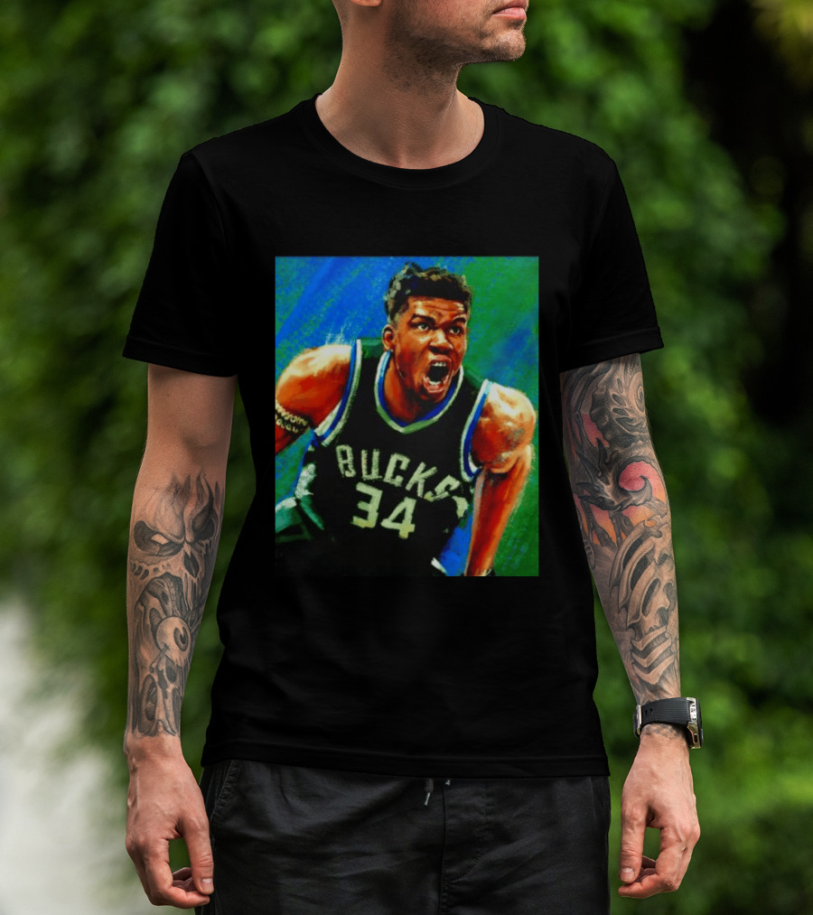 Giannis Antetokounmpo Bucks No 34 Jersey Art Basketball Star T-Shirt