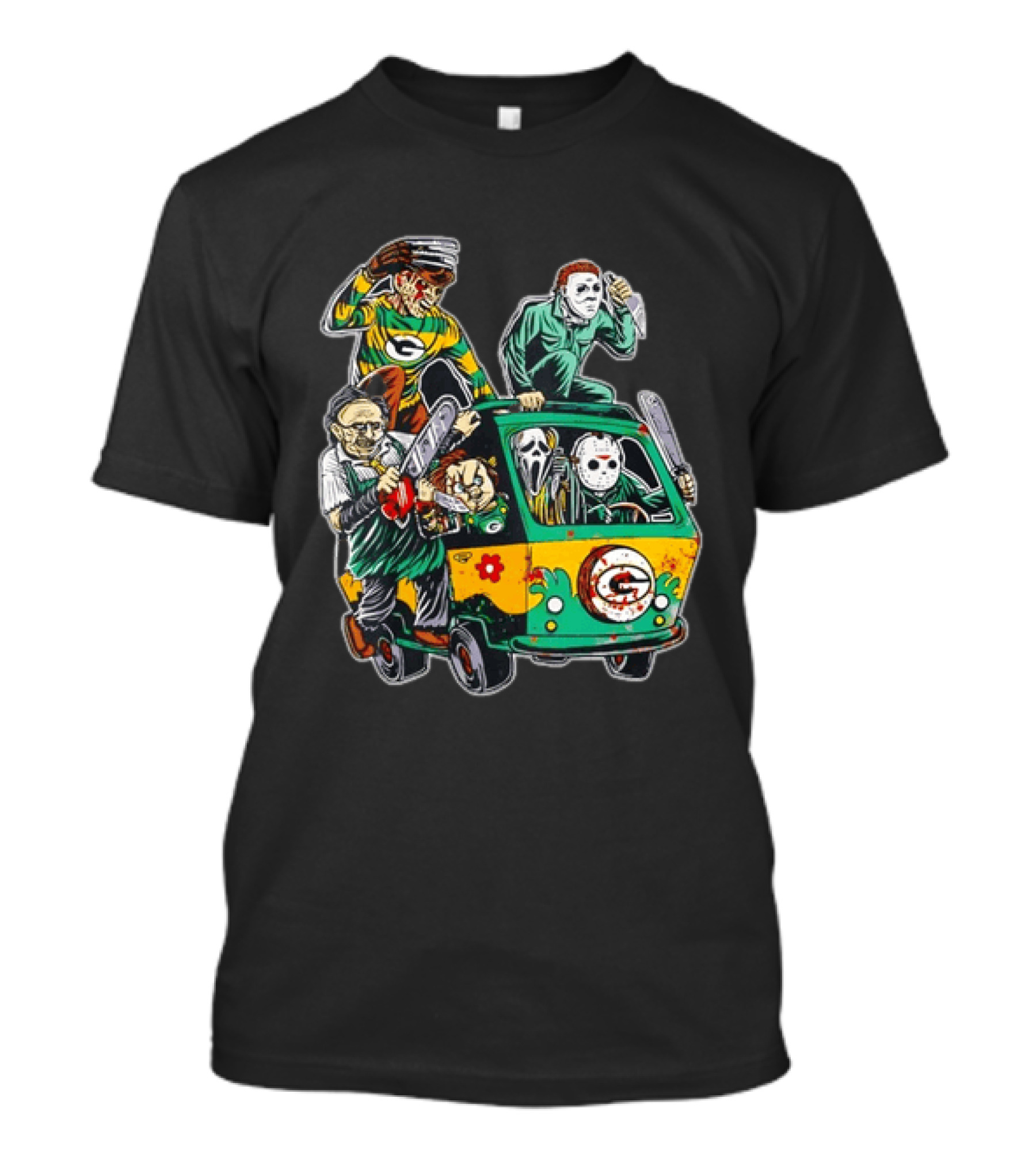 Horror Villains Green Bay Packers Mystery Machine T-Shirt