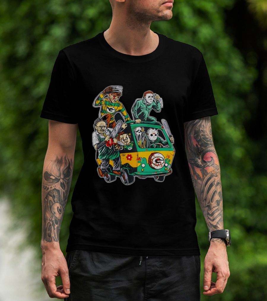 Horror Villains Green Bay Packers Mystery Machine T-Shirt