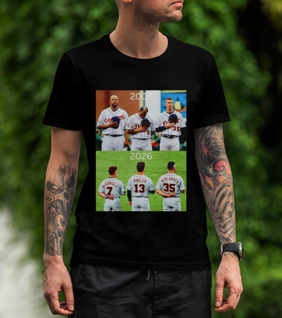 Detroit Tigers 2007 2026 McGonigle Dingler Verlander Comparison T-Shirt