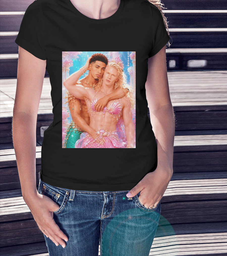 Mermaid Fantasy With Erling Haaland And Jude Bellingham T-Shirt