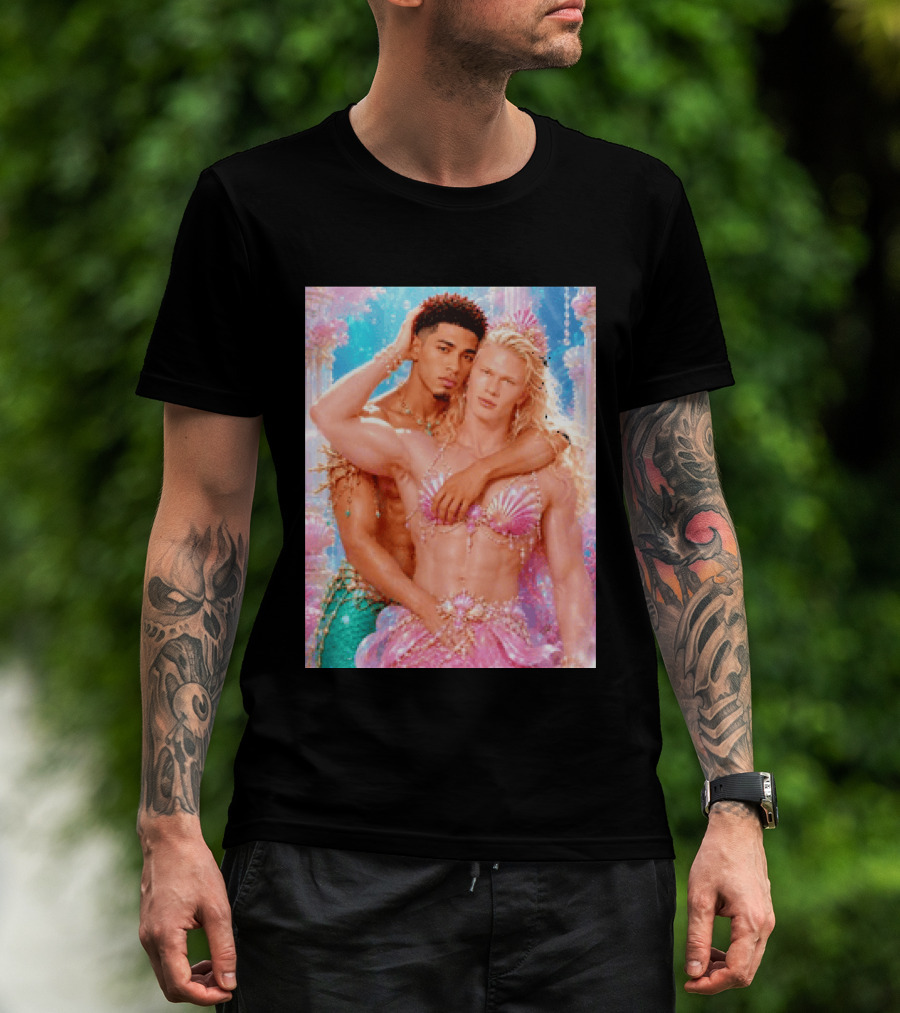 Mermaid Fantasy With Erling Haaland And Jude Bellingham T-Shirt