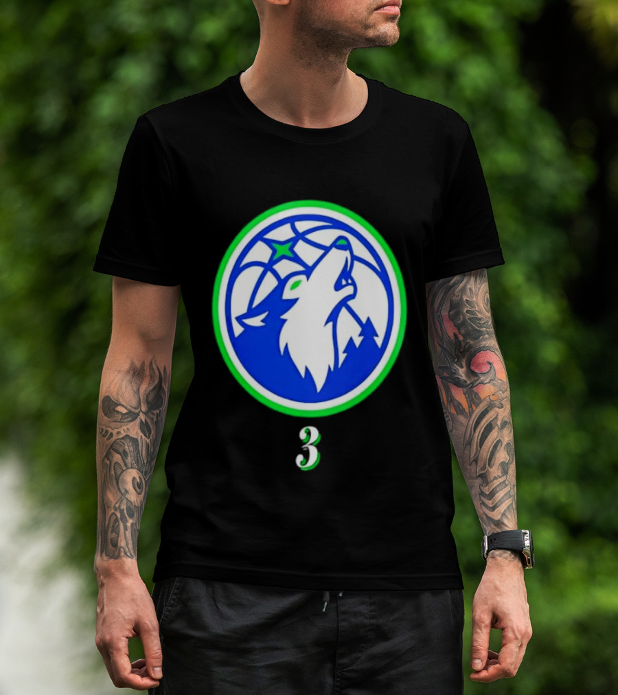 Jaden McDaniels Minnesota Timberwolves 3 Wolf Basketball T-Shirt