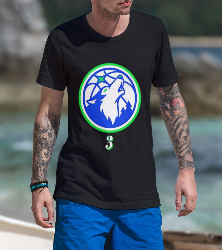 Jaden McDaniels Minnesota Timberwolves 3 Wolf Basketball T-Shirt