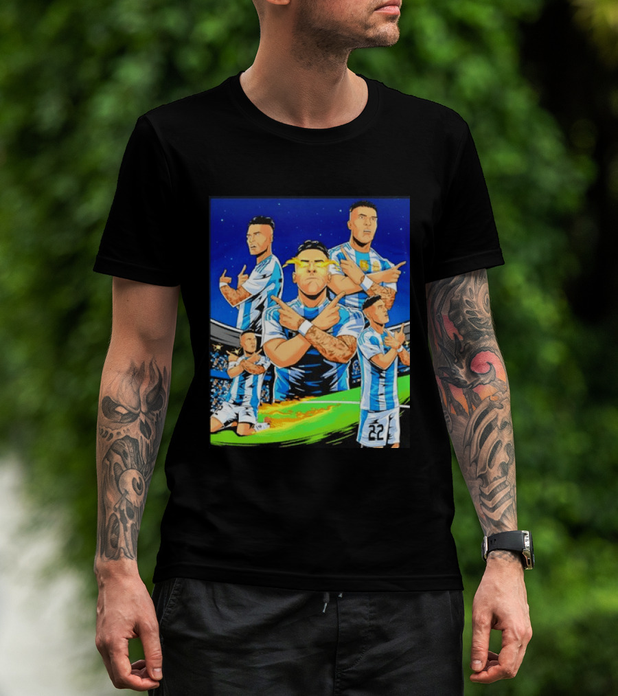 Lautaro Martinez Argentina National Team Collage Soccer Star Celebration T-Shirt