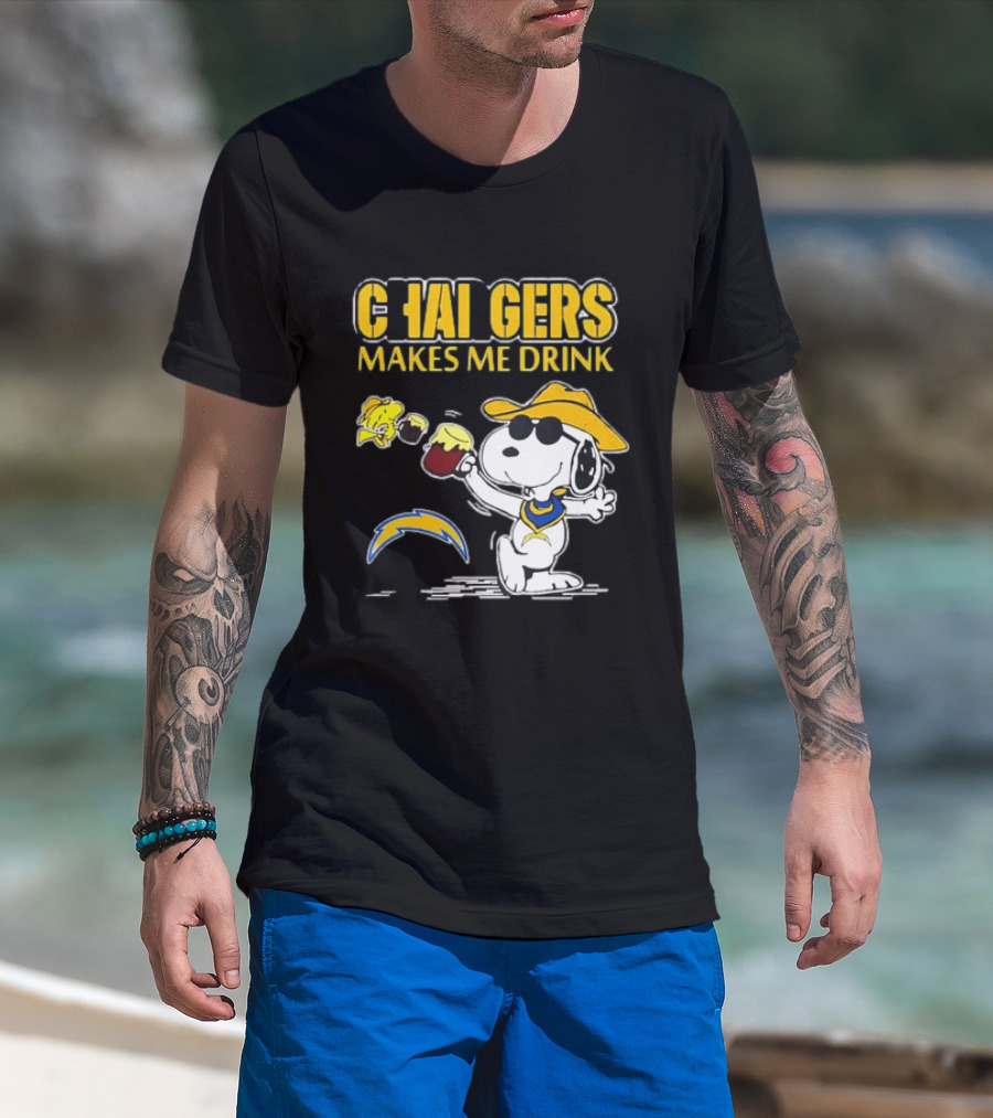 Snoopy Drinking Beer Chargers Makes Me Drink T-Shirt