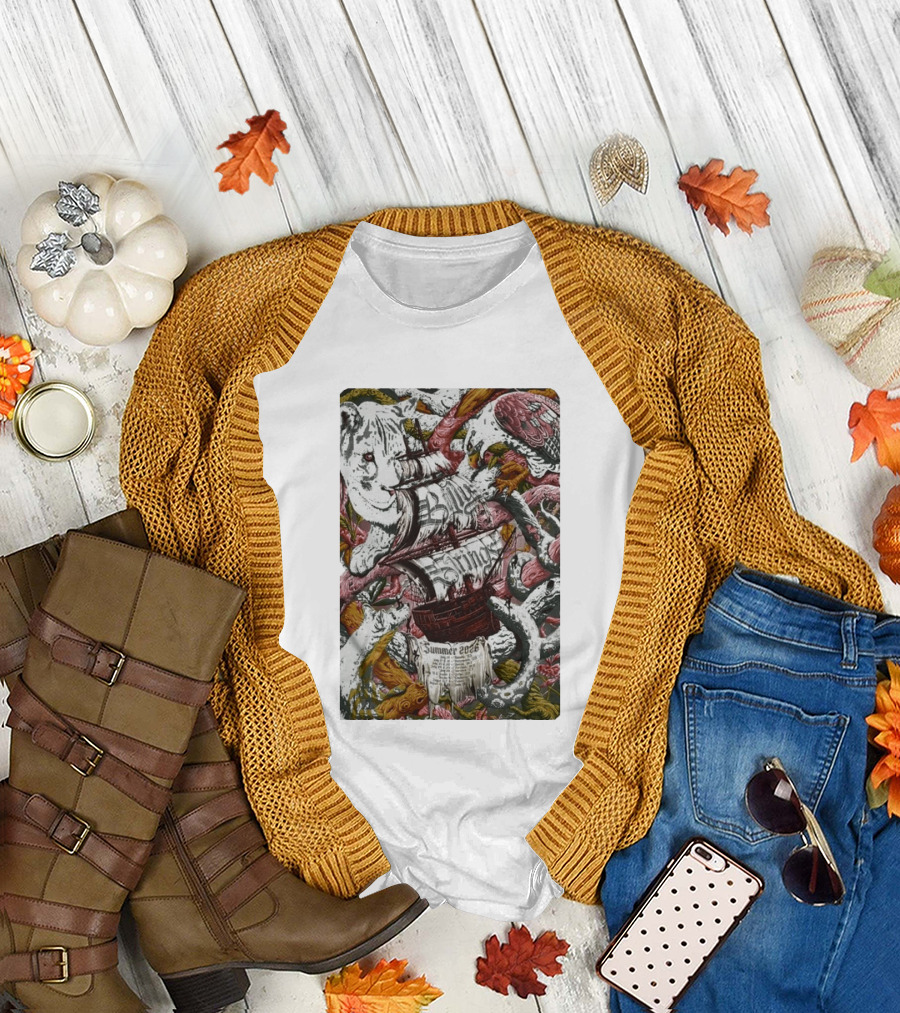 Billy Strings Summer 2026 Shows Pirate Ship And Wild Animals T-Shirt