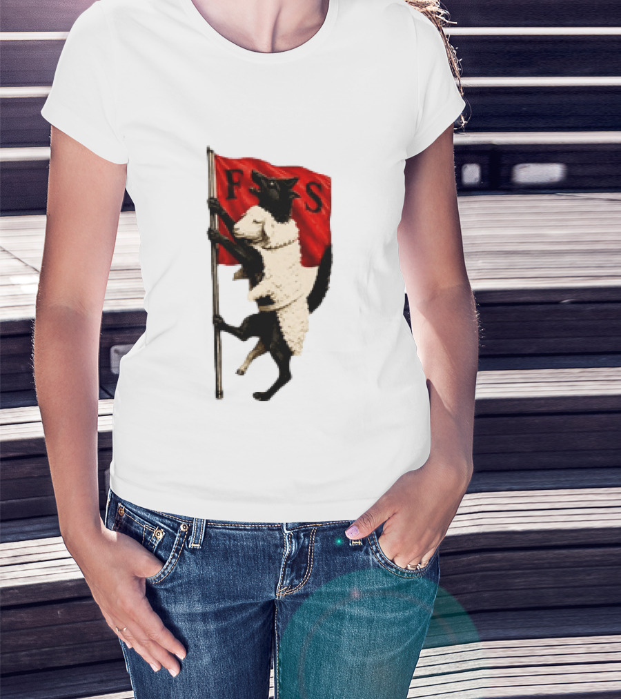 FS Black Cat Carrying Lamb Red Flag T-Shirt