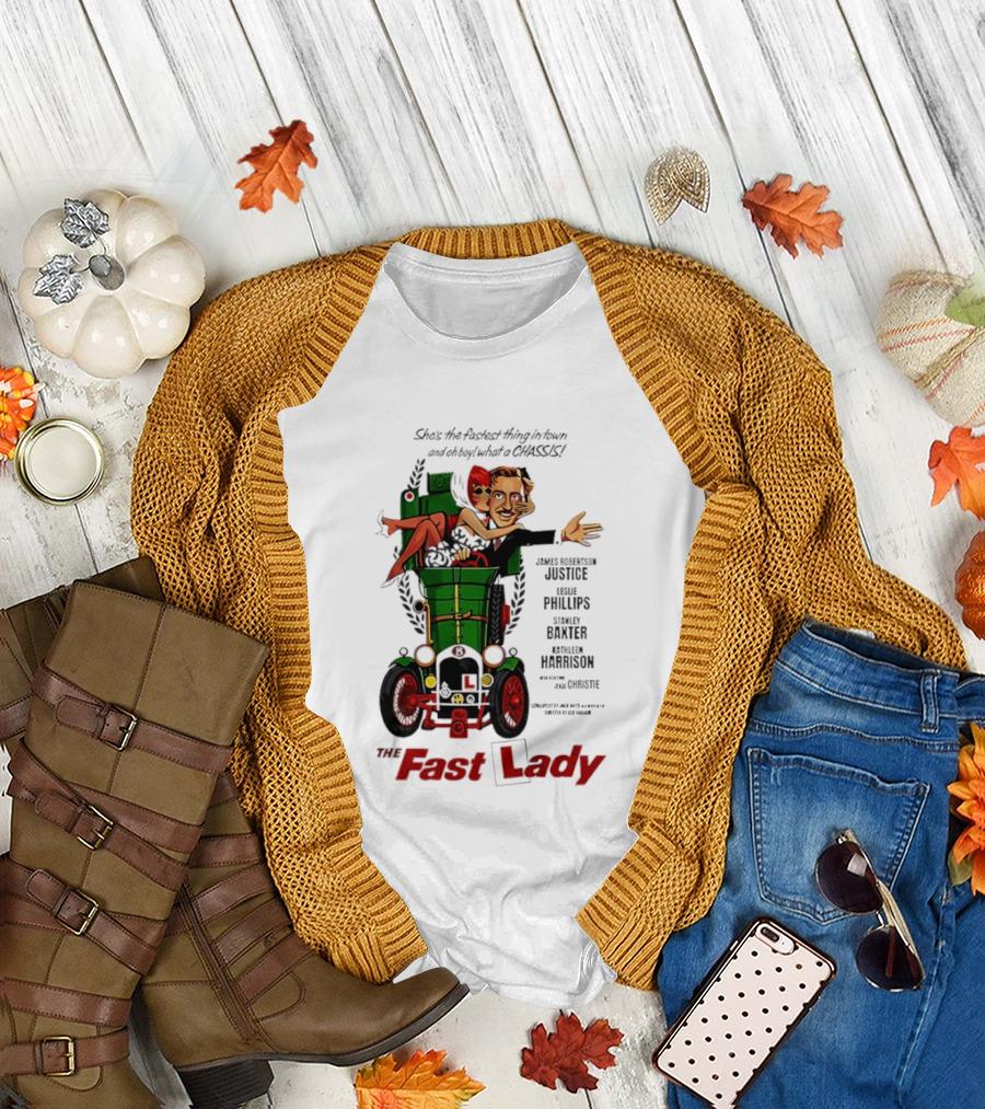 The Fast Lady Movie James Robertson Justice Leslie Phillips Stanley Baxter Kathleen Harrison Julie Christie T-Shirt