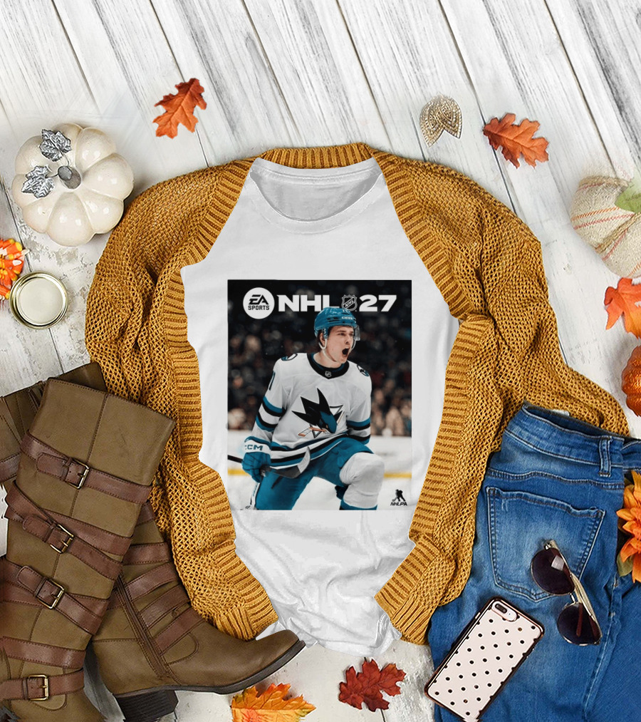 EA Sports NHL 27 Macklin Celebrini San Jose Sharks Cover Athlete NHLPA T-Shirt