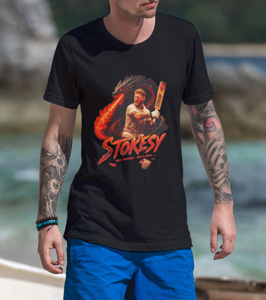 Ben Stokes England Cricket Team STOKESY Built Different Born To Battle Fiery Dragon T-Shirt