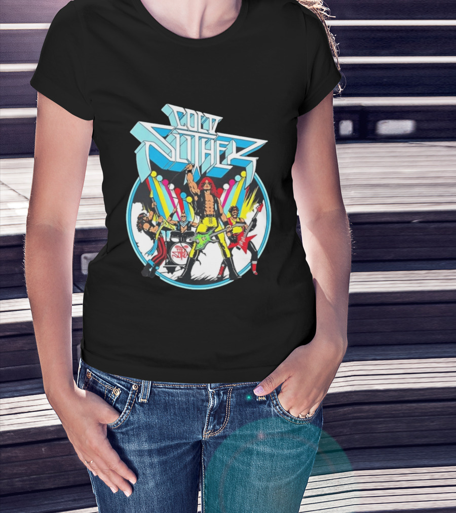 Cold Slither Band Members Rocking Live Performance Retro Vibes T-Shirt