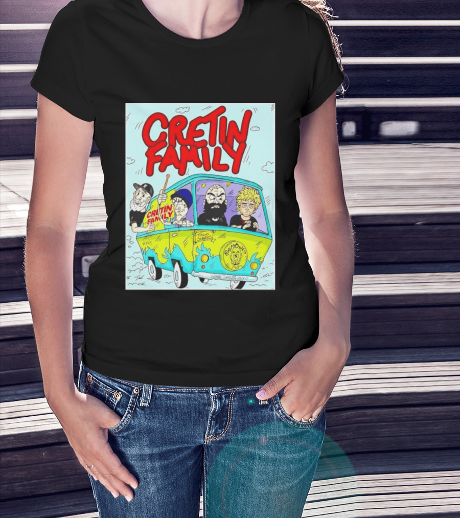 Cretin Family Punk Ramones Gabba Gabba Hey Van Cartoon T-Shirt