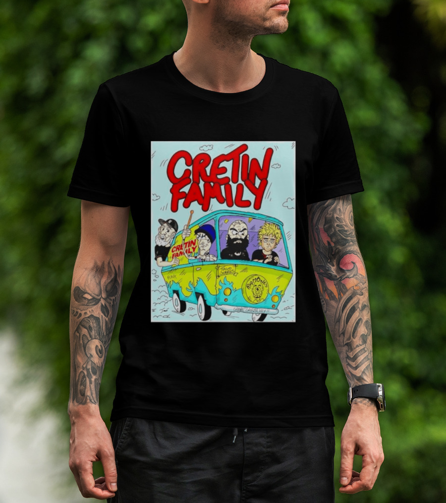 Cretin Family Punk Ramones Gabba Gabba Hey Van Cartoon T-Shirt