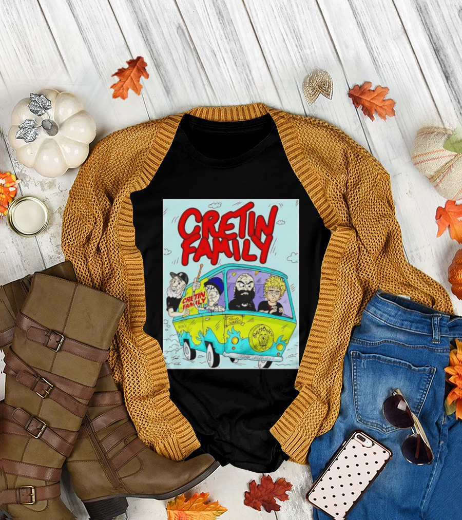 Cretin Family Punk Ramones Gabba Gabba Hey Van Cartoon T-Shirt